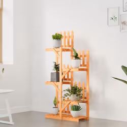 vidaXL Flower Stand Plant Stand Flower Pot Holder Planter Rack Solid Wood Fir - light brown, 60 x 25 x 130 cm/without wheels - Additional view 2