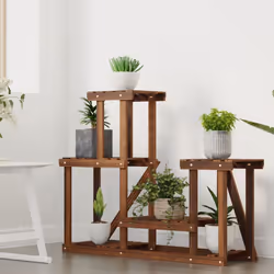 vidaXL Flower Stand Plant Stand Flower Pot Holder Planter Rack Solid Wood Fir - brown, 90 x 25 x 73.5 cm/without wheels - Additional view 2