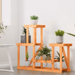 vidaXL Flower Stand Plant Stand Flower Pot Holder Planter Rack Solid Wood Fir - light brown, 90 x 25 x 73.5 cm/without wheels - Additional view 2