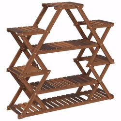 vidaXL Flower Stand Plant Stand Flower Pot Holder Planter Rack Solid Wood Fir - brown, 110 x 25 x 105 cm/without wheels - Additional view 5