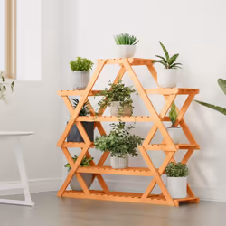 vidaXL Flower Stand Plant Stand Flower Pot Holder Planter Rack Solid Wood Fir - light brown, 110 x 25 x 105 cm/without wheels - Additional view 2