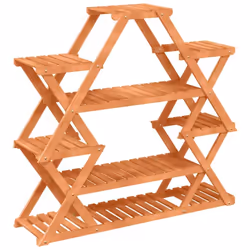 vidaXL Flower Stand Plant Stand Flower Pot Holder Planter Rack Solid Wood Fir - light brown, 110 x 25 x 105 cm/without wheels - Additional view 5