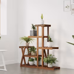 vidaXL Flower Stand Plant Stand Flower Pot Holder Planter Rack Solid Wood Fir - brown, 25 x 95 x 96 cm/without wheels - Additional view 2