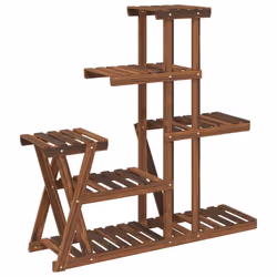 vidaXL Flower Stand Plant Stand Flower Pot Holder Planter Rack Solid Wood Fir - brown, 25 x 95 x 96 cm/without wheels - Additional view 5