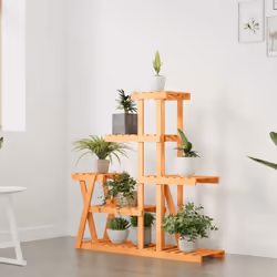 vidaXL Flower Stand Plant Stand Flower Pot Holder Planter Rack Solid Wood Fir - light brown, 25 x 95 x 96 cm/without wheels - Additional view 2