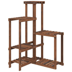 vidaXL Flower Stand Plant Stand Flower Pot Holder Planter Rack Solid Wood Fir - brown, 62.5 x 61.5 x 101.5 cm/without wheels