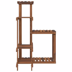 vidaXL Flower Stand Plant Stand Flower Pot Holder Planter Rack Solid Wood Fir - brown, 62.5 x 61.5 x 101.5 cm/without wheels - Additional view 4