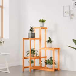 vidaXL Flower Stand Plant Stand Flower Pot Holder Planter Rack Solid Wood Fir - light brown, 62.5 x 61.5 x 101.5 cm/without wheels - Additional view 2