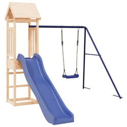 vidaXL Playhouse Outdoor Climbing Frame Patio with Slide Swing Solid Wood Pine - solid pinewood