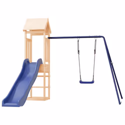 vidaXL Playhouse Outdoor Climbing Frame Patio with Slide Swing Solid Wood Pine - solid pinewood