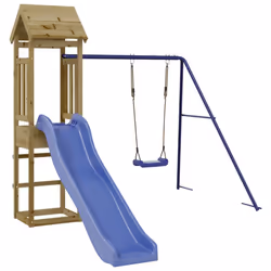 vidaXL Playhouse Outdoor Climbing Frame Patio with Slide Swing Solid Wood Pine - solid impregnated pinewood
