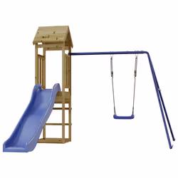 vidaXL Playhouse Outdoor Climbing Frame Patio with Slide Swing Solid Wood Pine - solid impregnated pinewood