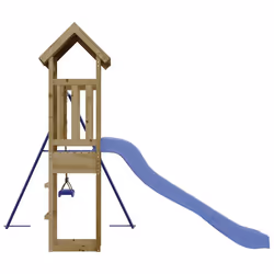 vidaXL Playhouse Outdoor Climbing Frame Patio with Slide Swing Solid Wood Pine - solid impregnated pinewood - Additional view 4