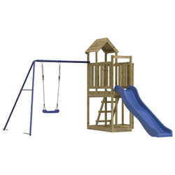 vidaXL Outdoor Playset Wooden Playground Set Kids Swing Set Solid Wood - solid impregnated pinewood