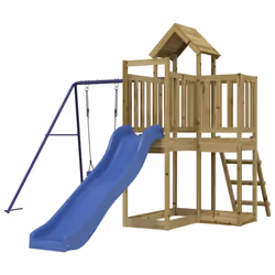 vidaXL Outdoor Playset Wooden Playground Set Kids Swing Set Solid Wood - solid impregnated pinewood