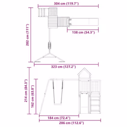 vidaXL Outdoor Playset Wooden Playground Set Kids Swing Set Solid Wood - solid impregnated pinewood