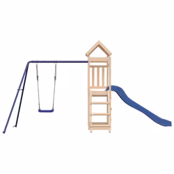 vidaXL Playhouse Climbing Frame with Slide Swing Rockwall Kids Solid Wood Pine - solid pinewood - Additional view 4