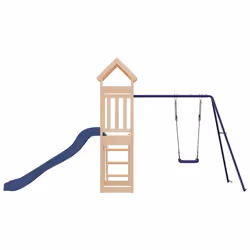 vidaXL Playhouse Climbing Frame with Slide Swing Rockwall Kids Solid Wood Pine - solid pinewood - Additional view 5