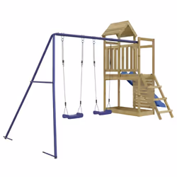vidaXL Outdoor Playset Wooden Playground Set Swing Set Impregnated Wood Pine - solid impregnated pinewood