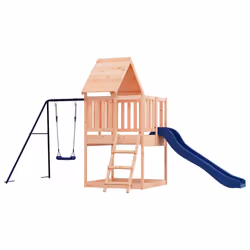 vidaXL Playhouse Outdoor Kid Play with Slide Ladder Swing Solid Wood Pine - solid douglas wood - Additional view 6