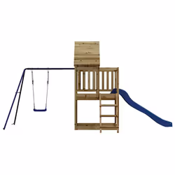vidaXL Playhouse Outdoor Kid Play with Slide Ladder Swing Solid Wood Pine - solid impregnated pinewood
