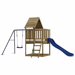 vidaXL Playhouse Outdoor Kid Play with Slide Ladder Swing Solid Wood Pine - solid impregnated pinewood - Additional view 6
