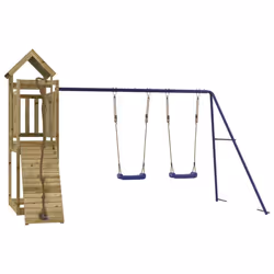 vidaXL Outdoor Playset Wooden Playground Set Swing Set Impregnated Wood Pine - solid impregnated pinewood