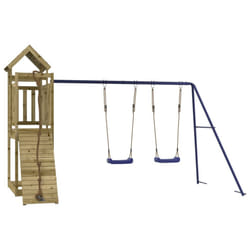 vidaXL Outdoor Playset Wooden Playground Set Swing Set Impregnated Wood Pine - solid impregnated pinewood