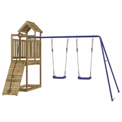 vidaXL Outdoor Playset Wooden Playground Set Swing Set Impregnated Wood Pine - solid impregnated pinewood
