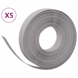 vidaXL Garden Edging Patio Lawn Edging Garden Border Rolls 5 pcs Polyethylene - grey, 50 x 0.1 m