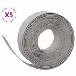 vidaXL Garden Edging Patio Lawn Edging Garden Border Rolls 5 pcs Polyethylene - grey, 50 x 0.15 m