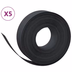vidaXL Garden Edging Patio Lawn Edging Garden Border Rolls 5 pcs Polyethylene - black, 50 x 0.15 m
