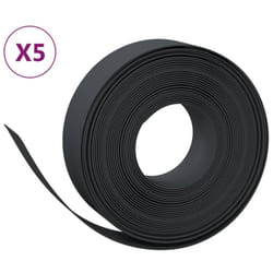 vidaXL Garden Edging Patio Lawn Edging Garden Border Rolls 5 pcs Polyethylene - black, 50 x 0.15 m