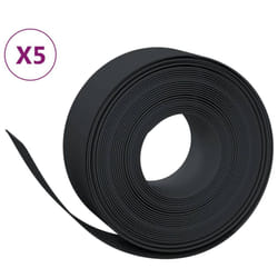 vidaXL Garden Edging Patio Lawn Edging Garden Border Rolls 5 pcs Polyethylene - black, 50 x 0.2 m