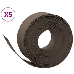 vidaXL Garden Edging Patio Lawn Edging Garden Border Rolls 5 pcs Polyethylene - brown, 50 x 0.2 m