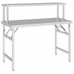 vidaXL Kitchen Work Table with Overshelf Stainless Steel 120x60x115/145 cm - 120 x 60 x 115 cm