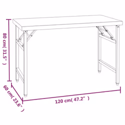 vidaXL Kitchen Work Table with Overshelf Stainless Steel 120x60x115/145 cm - 120 x 60 x 115 cm - Additional view 9