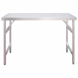 vidaXL Kitchen Work Table with Overshelf Stainless Steel 120x60x115/145 cm - 120 x 60 x 145 cm - Additional view 4