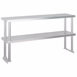 vidaXL Kitchen Work Table with Overshelf Stainless Steel 120x60x115/145 cm - 120 x 60 x 145 cm - Additional view 6