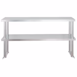 vidaXL Kitchen Work Table with Overshelf Stainless Steel 120x60x115/145 cm - 120 x 60 x 145 cm - Additional view 7