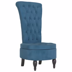 vidaXL High Back Chair Sofa Chair Living Room Seat Chair Velvet Button Design - blue