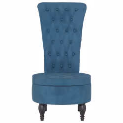 vidaXL High Back Chair Sofa Chair Living Room Seat Chair Velvet Button Design - blue