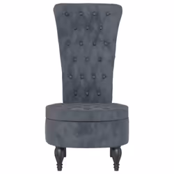 vidaXL High Back Chair Sofa Chair Living Room Seat Chair Velvet Button Design - dark grey