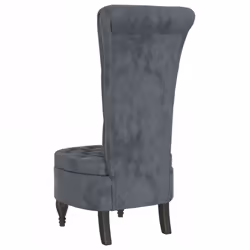 vidaXL High Back Chair Sofa Chair Living Room Seat Chair Velvet Button Design - dark grey - Additional view 4