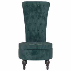 vidaXL High Back Chair Sofa Chair Living Room Seat Chair Velvet Button Design - dark green