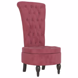vidaXL High Back Chair Sofa Chair Living Room Seat Chair Velvet Button Design - wine red