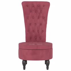 vidaXL High Back Chair Sofa Chair Living Room Seat Chair Velvet Button Design - wine red