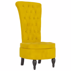 vidaXL High Back Chair Sofa Chair Living Room Seat Chair Velvet Button Design - yellow