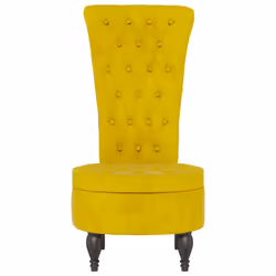 vidaXL High Back Chair Sofa Chair Living Room Seat Chair Velvet Button Design - yellow