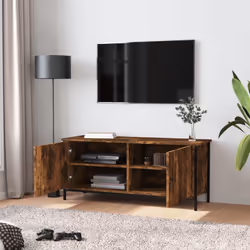 vidaXL TV Cabinet TV Stand Sideboard Media Cabinet with Doors Engineered Wood - smoked oak, 102 x 35 x 45 cm - Additional view 2